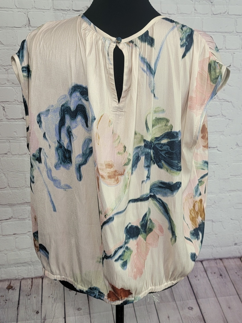Les Serein Ladies Floral Print Sleeveless Blouse - Cream/Pink Large - Picture 2 of 3